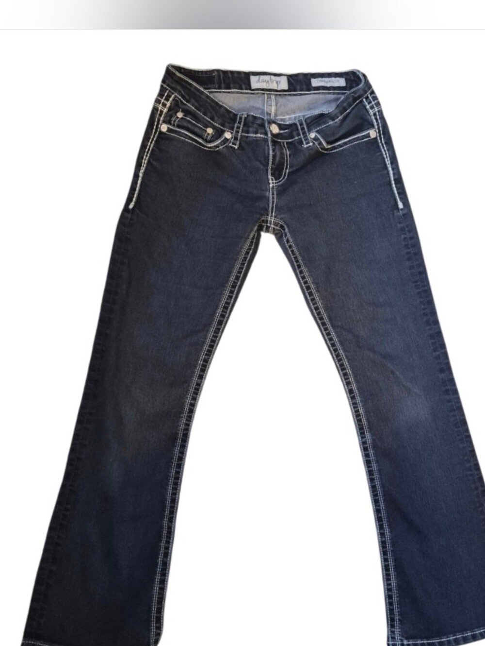 Daytrip Dark Blue Bootcut Jeans with Contrast Stitching